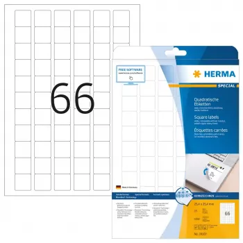 Pašlīmējošās etiķetes HERMA Removable A4 25.4x25.4 mm 1650 gab.
