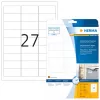 HERMA A4 63.5x29.6 mm matts balts laikapstākļiem izturīgs plēves inkjet uzlīmes 270 gab.
