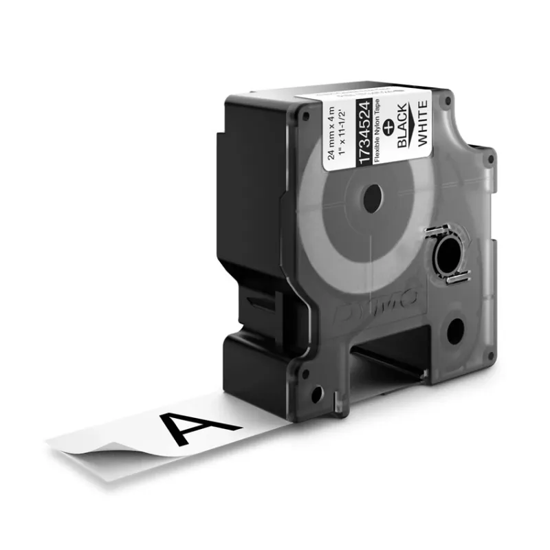 DYMO IND Elastīgais neilona lente, Melns uz balta, Daudzkrāsains, Neilons, -10 - 80 °C, UL 969, DYMO