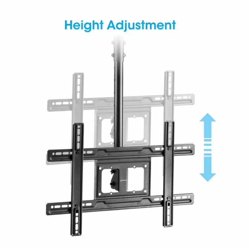 Manhattan griestu stiprinājums TV un monitoriem, 37-65 collas, regulējams augstums 70-157 cm, VESA 200x200-600x400mm, līdz 50 kg