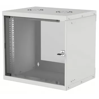 Intellinet 19 collu tīkla skapis - sienas stiprinājums (Basic), 9U, 560mm dziļš, pelēks, plakanpaketē, max 50kg, lietderīgais dziļums 500mm, stikla durvis, 19 collu statīvs, sienas stiprinājuma daļas (piem., skrūves un dībeļi) nav iekļautas