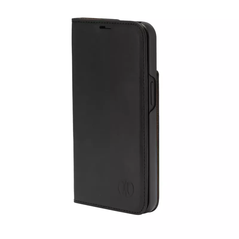 JT BERLIN BookCase Tegel Black ādas folio maciņš iPhone 15 15,5 cm