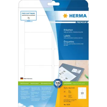 Pašlīmējošās printera etiķetes HERMA Labels Premium A4 83,8x50,8 mm