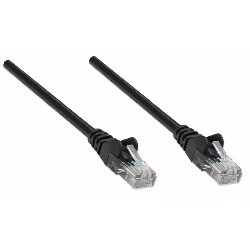 Intellinet tīkla pagarinātājkabelis, Cat5e, 10m, Melns, CCA, U/UTP, PVC, RJ45, Apzeltīti kontakti, Aizsargvāciņš, Mūža garantija