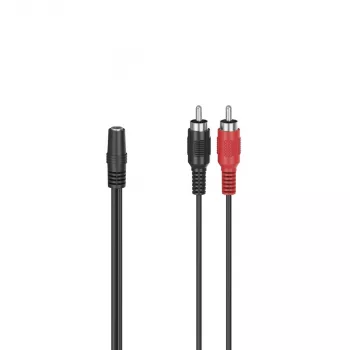 Hama 00205186 audio kabelis 0,1 m 2 x RCA 3,5 mm Melns, Sarkans