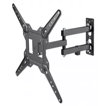 Manhattan pilnas kustības sienas stiprinājums TV un monitoriem, 32-55 collām, VESA 100x100-400x400mm, līdz 30kg, melns