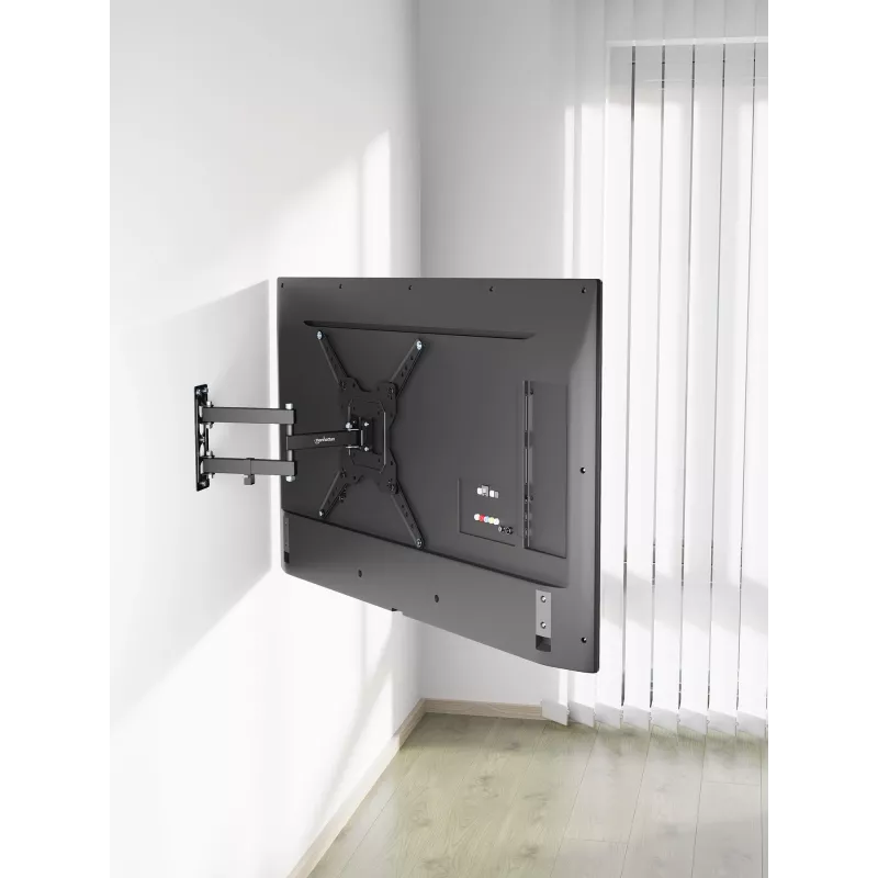 Manhattan pilnas kustības sienas stiprinājums TV un monitoriem, 32-55 collām, VESA 100x100-400x400mm, līdz 30kg, melns
