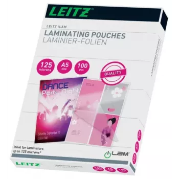 Leitz iLAM Premium Spīdīgas A5 Laminēšanas Kabatas, 125 mikroni, 100 gab. iepakojums