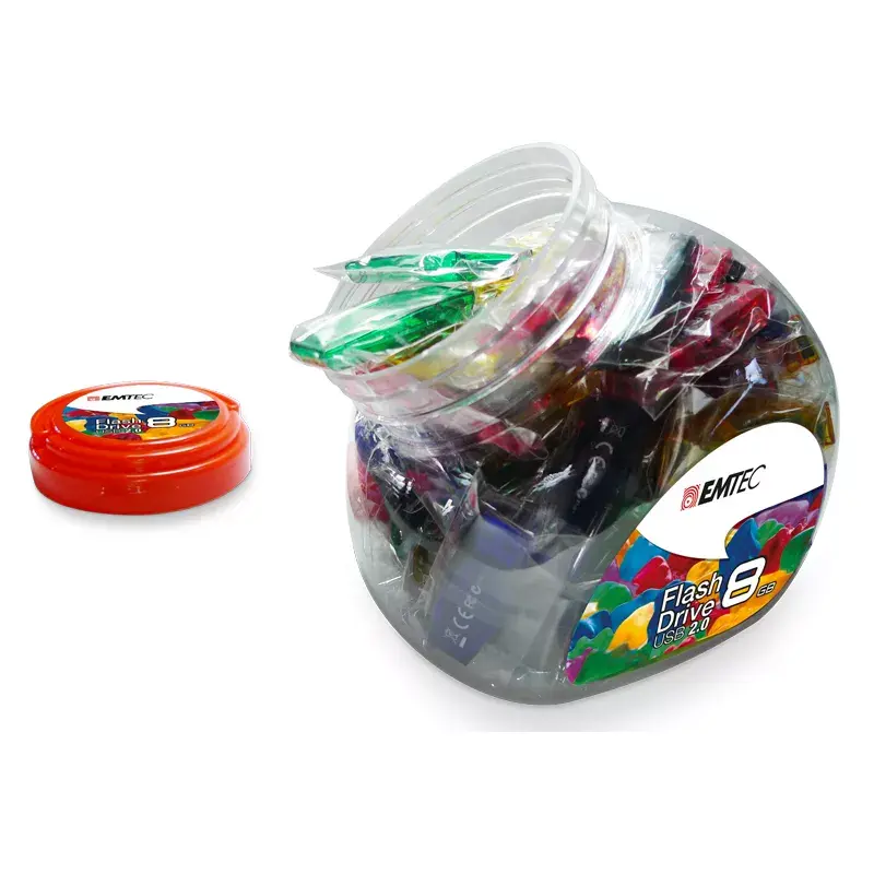 Emtec C410 Color Mix Candy Jar USB 2.0 zibatmiņas disks 8 GB, 80 gab. iepakojumā
