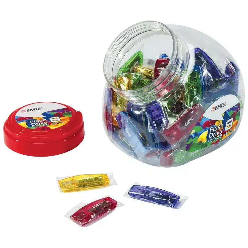 Emtec C410 Color Mix Candy Jar USB 2.0 zibatmiņas disks 8 GB, 80 gab. iepakojumā