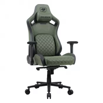 Universāla spēļu krēsls Cougar DEFENSOR S ARMY GREEN F — auduma sēdeklis, 150 kg max, W 760 × D 690 mm, H 129.5–137 cm