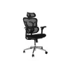 Ergonomisks biroja krēsls EQUIP 651053 ar galvas balstu un roku balstiem, sieta atzveltne, polsterēts sēdeklis, regulējams augstums 117–135 cm, platums 660 mm, melns