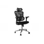 Ergonomisks biroja krēsls EQUIP 651053 ar galvas balstu un roku balstiem, sieta atzveltne, polsterēts sēdeklis, regulējams augstums 117–135 cm, platums 660 mm, melns