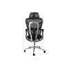 Ergonomisks biroja krēsls EQUIP 651053 ar galvas balstu un roku balstiem, sieta atzveltne, polsterēts sēdeklis, regulējams augstums 117–135 cm, platums 660 mm, melns