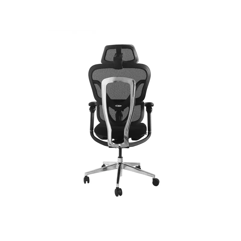 Ergonomisks biroja krēsls EQUIP 651053 ar galvas balstu un roku balstiem, sieta atzveltne, polsterēts sēdeklis, regulējams augstums 117–135 cm, platums 660 mm, melns