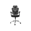 Ergonomisks biroja krēsls EQUIP 651053 ar galvas balstu un roku balstiem, sieta atzveltne, polsterēts sēdeklis, regulējams augstums 117–135 cm, platums 660 mm, melns