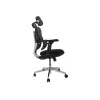 Ergonomisks biroja krēsls EQUIP 651053 ar galvas balstu un roku balstiem, sieta atzveltne, polsterēts sēdeklis, regulējams augstums 117–135 cm, platums 660 mm, melns