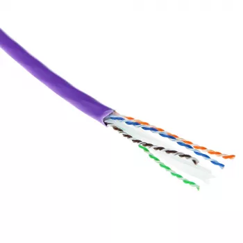 ACT Cat 6A U/UTP cietā instalācijas kabelis, LSZH, CPR euroclass ECA 23AWG, violets 500 metri