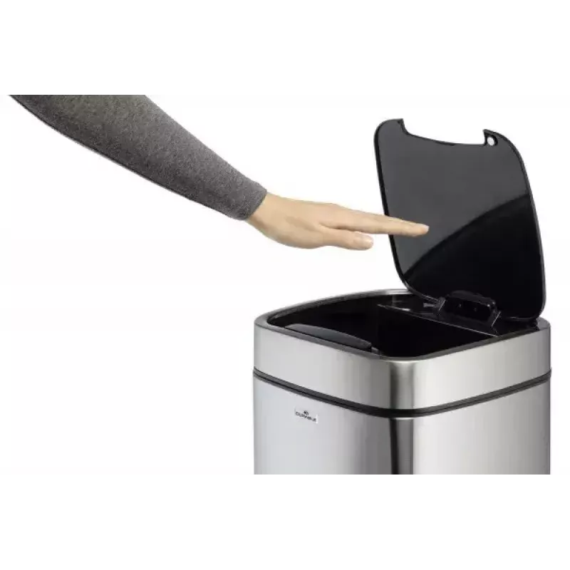 Durable TOUCH 21L taisnstūra atkritumu tvertne, nerūsējošais tērauds, melns/sudrabs