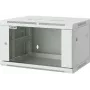 Intellinet 19 inch tīkla skapis - sienas stiprinājums (standarta), 6U, 450mm dziļš, pelēks, salikts, max 60kg, piemērots arī lietošanai uz galda vai grīdas, lietderīgais dziļums 350mm, metāla un stikla durvis, aizmugures panelis, noņemami sāni, sienas montāža