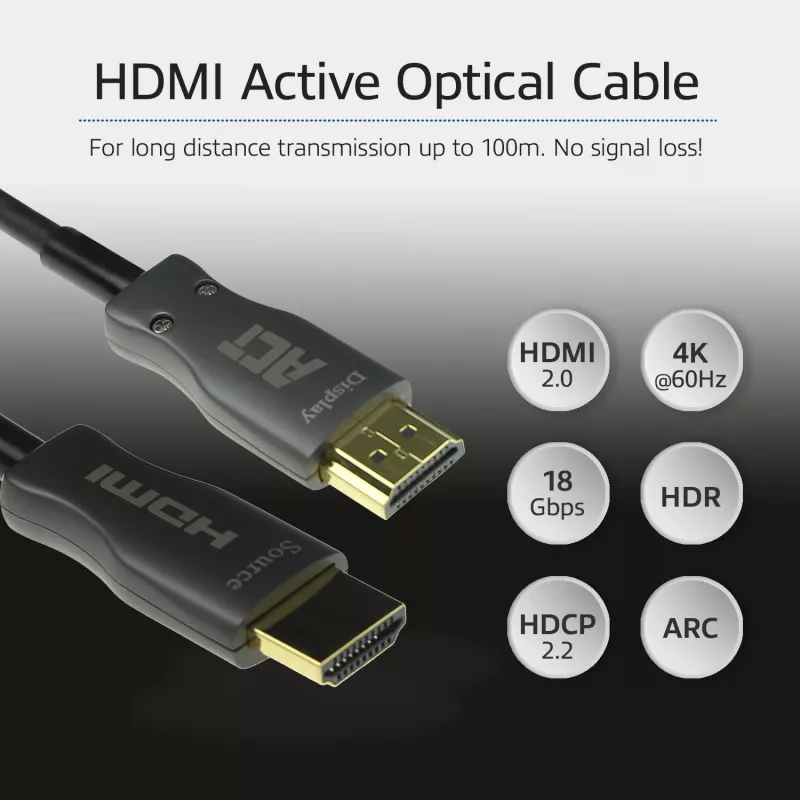 ACT 100 m HDMI Premium 4K aktīvais optiskais kabelis v2.0 HDMI-A vīrietis - HDMI-A vīrietis
