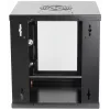 Intellinet 10 collu tīkla skapis - sienas stiprinājums (standarta), 6U, 300mm dziļš, melns, salikts, max 60kg, piemērots arī lietošanai uz galda vai grīdas, lietderīgais dziļums 265mm, metāla un stikla durvis, aizmugures panelis, noņemami sāni, sienas mon
