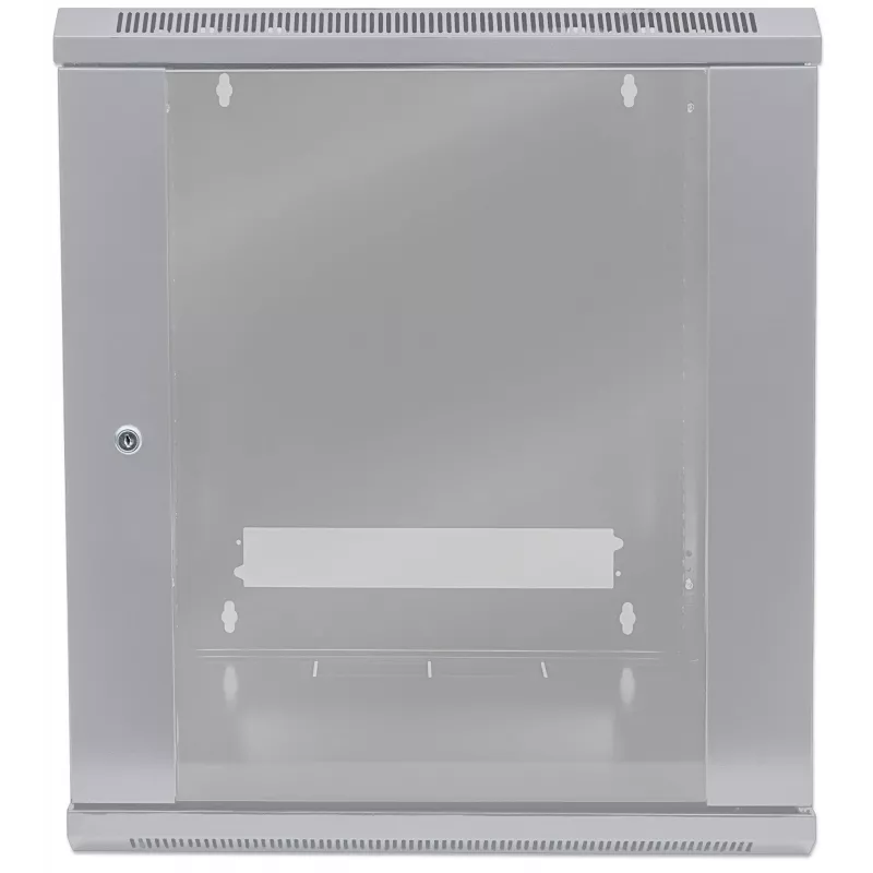 Intellinet 19 collu tīkla skapis - sienas montāža (standarta), 9U, 600mm dziļš, pelēks, plakanā iepakojumā, max 60kg, piemērots arī lietošanai uz galda vai grīdas, lietojamais dziļums 410mm, metāla un stikla durvis, aizmugures panelis, noņemami sāni, sien