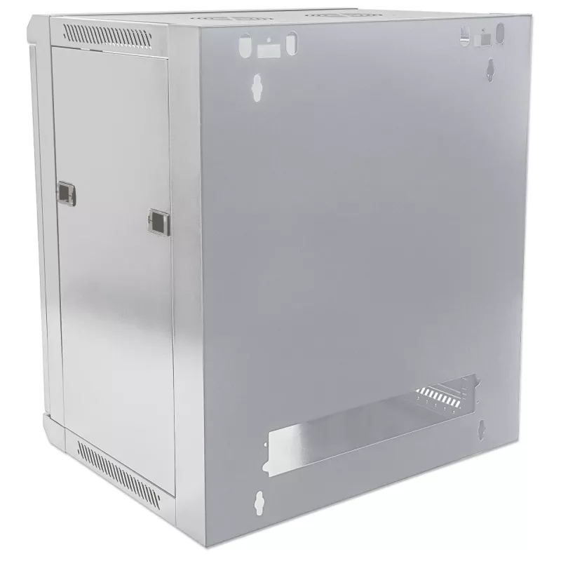 Intellinet 19 collu tīkla skapis - sienas montāža (standarta), 9U, 600mm dziļš, pelēks, plakanā iepakojumā, max 60kg, piemērots arī lietošanai uz galda vai grīdas, lietojamais dziļums 410mm, metāla un stikla durvis, aizmugures panelis, noņemami sāni, sien