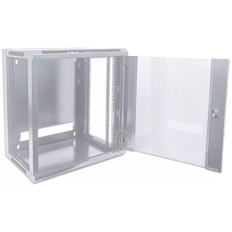 Intellinet 19 collu tīkla skapis - sienas montāža (standarta), 9U, 600mm dziļš, pelēks, plakanā iepakojumā, max 60kg, piemērots arī lietošanai uz galda vai grīdas, lietojamais dziļums 410mm, metāla un stikla durvis, aizmugures panelis, noņemami sāni, sien
