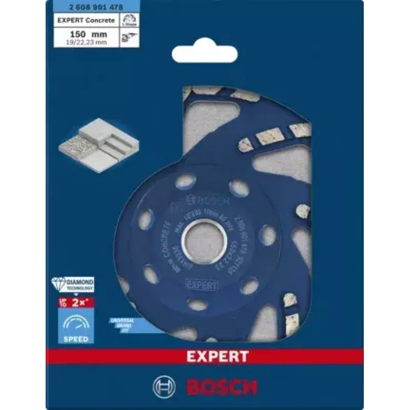 Slīpēšanas disks Bosch 2 608 901 478 plakans centrs betonam