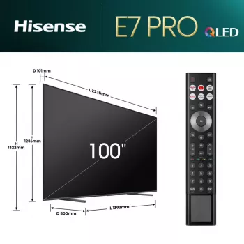 Hisense 100E77NQ PRO 2.54 m (100 collu) 4K Ultra HD Smart TV Wi-Fi Melns 500 cd/m²