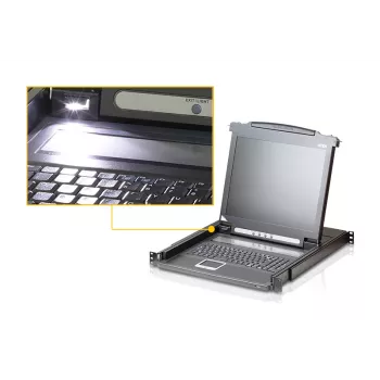 ATEN CL1000N KVM konsoles komplekts ar 19 inch LCD, PS/2, 1U, melns