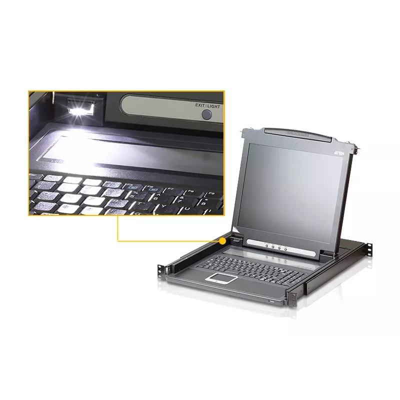 ATEN CL1000N KVM konsoles komplekts ar 19 inch LCD, PS/2, 1U, melns