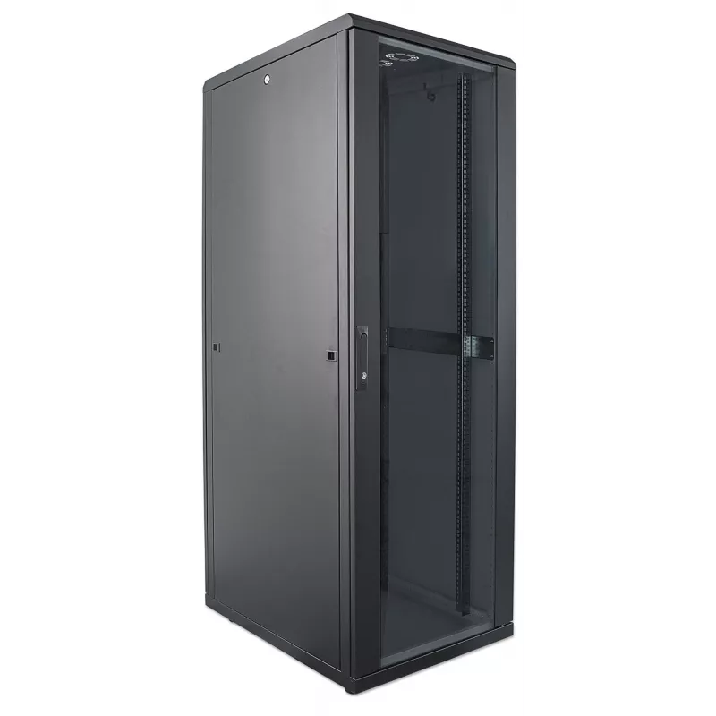Intellinet 19 inch tīkla skapis - brīvi stāvošs, 32U, 600x600 mm (platums x dziļums), melns, plakanpakotne, maks. 1500 kg, daudzpunktu durvju slēdzene, viena slēdzene uz sānu paneli, lietderīgais dziļums 123–373 mm, IP20, tērauds