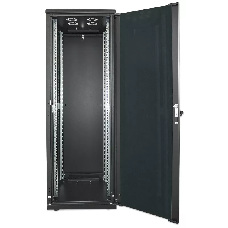 Intellinet 19 inch tīkla skapis - brīvi stāvošs, 32U, 600x600 mm (platums x dziļums), melns, plakanpakotne, maks. 1500 kg, daudzpunktu durvju slēdzene, viena slēdzene uz sānu paneli, lietderīgais dziļums 123–373 mm, IP20, tērauds