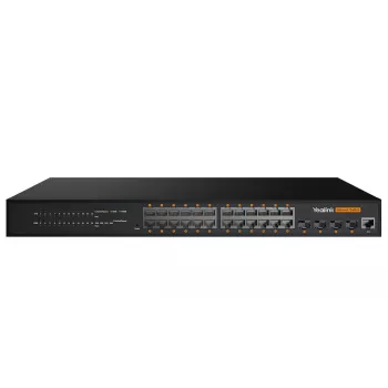 Yealink RCH240 pārvaldāms L2+ Gigabit Ethernet slēdzis — 24× RJ-45 (10/100/1000), PoE, 56 Gbit/s, rāmis