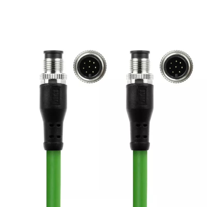 ACT Industrial sensora kabelis 15.00 m M12A 8-pin vīriešu/vīriešu, Ultraflex TPE, ekranēts