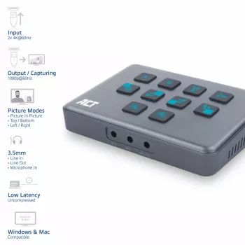 ACT AC7610 USB-C video pārslēdzējs ar diviem HDMI ieejām 60Hz Pelēks