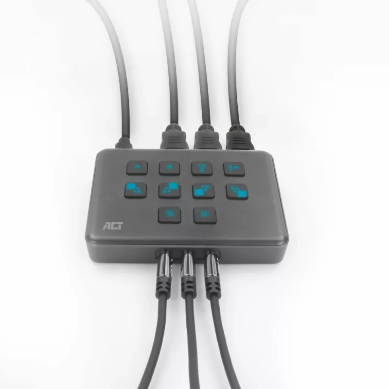 ACT AC7610 USB-C video pārslēdzējs ar diviem HDMI ieejām 60Hz Pelēks
