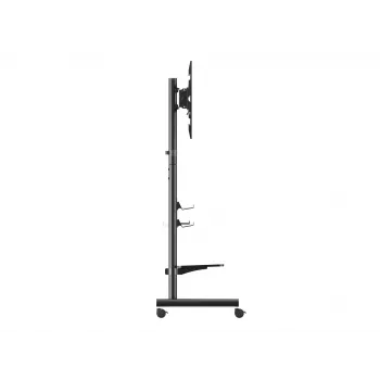 Mobilais TV ratiņš EQUIP 50–90 collām ar pegboard plauktu, VESA 200x200–600x400, 60 kg, melns