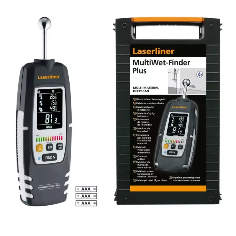 Laserliner MultiWet-Finder Plus elektroniskais mitruma mērītājs melns balts digitālais displejs