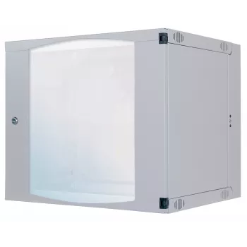 Intellinet 19 collu tīkla skapis - sienas stiprinājums (divu sekciju šarnīra izvēršana), 9U, 600 mm dziļš, pelēks, plakanpakas, maks. 30 kg, izvēršas, lai piekļūtu skapja aizmugurei, uzstādot uz sienas, plaukts, lietderīgais dziļums 385 mm, sienas montāža