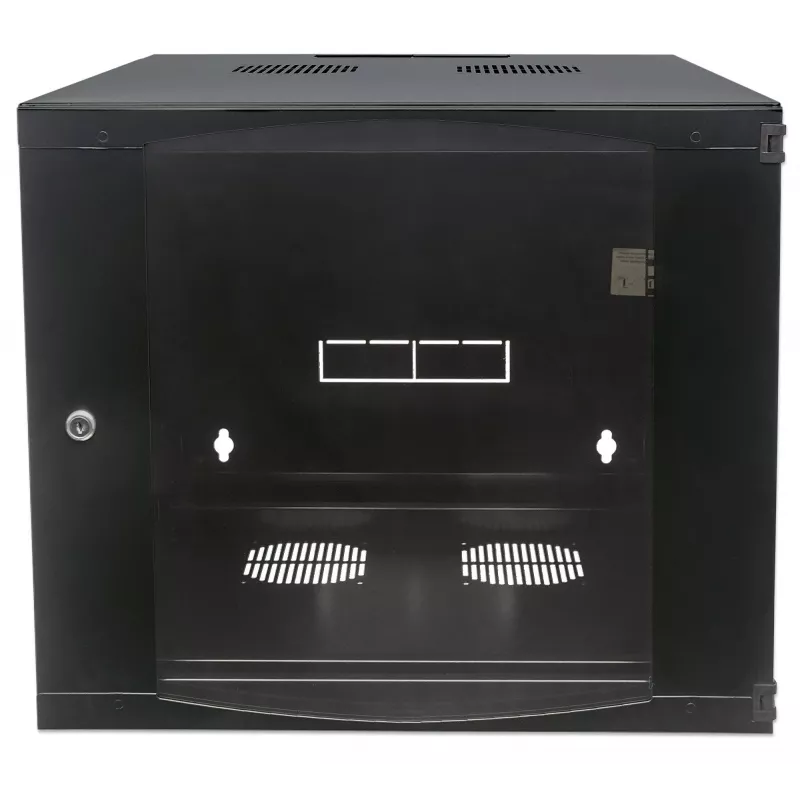 Intellinet 19 collu tīkla skapis - sienas montāža (divu sekciju veramās durvis), 6U, 600mm dziļš, melns, plakanpakotne, maks. 30kg, izvelkams, lai piekļūtu aizmugurei, lietderīgais dziļums 385mm, sienas montāžas daļas nav iekļautas