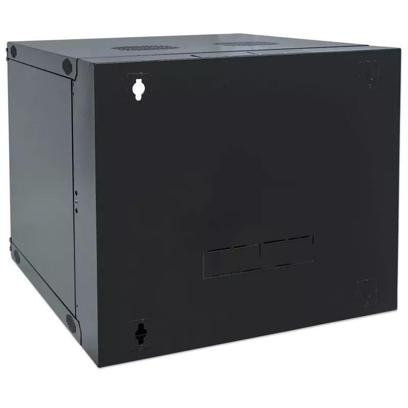 Intellinet 19 collu tīkla skapis - sienas montāža (divu sekciju veramās durvis), 6U, 600mm dziļš, melns, plakanpakotne, maks. 30kg, izvelkams, lai piekļūtu aizmugurei, lietderīgais dziļums 385mm, sienas montāžas daļas nav iekļautas