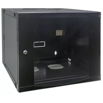 Intellinet 19 collu tīkla skapis – sienas montāža (divsekciju veramā konstrukcija), 9U, 450 mm dziļš, melns, plakanpakotne, max 30 kg, izveras, lai piekļūtu aizmugurei, lietderīgais dziļums 235 mm, sienas stiprinājuma detaļas nav iekļautas