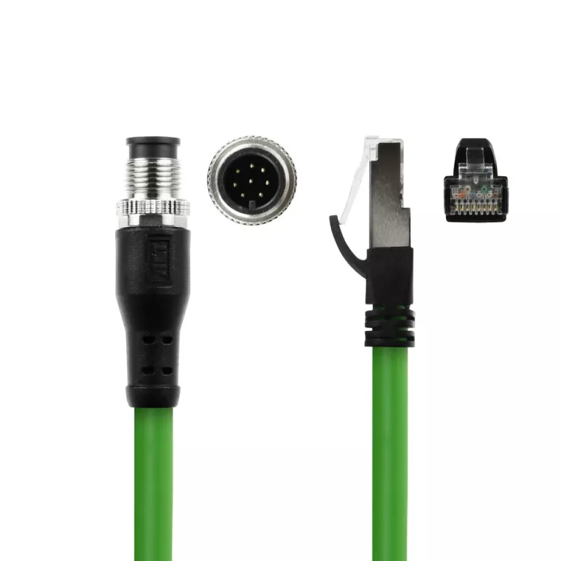 ACT Industrial sensora kabelis 10m M12A 8-pin vīrišķais uz RJ45 vīrišķais, Ultraflex SF/UTP TPE ekranēts