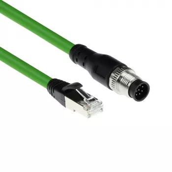 ACT Industrial sensora kabelis 15m M12A 8-pin vīrietis uz RJ45 vīrietis, Ultraflex SF/UTP TPE, ekranēts