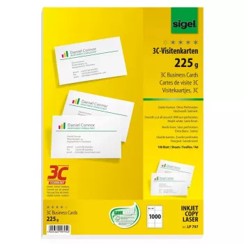 Vizītkartes Sigel LP797, 100 loksnes, 1000 kartītes