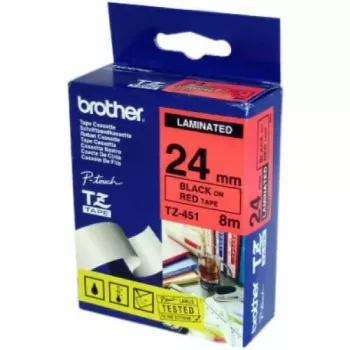 Lentes kasete Brother TZ-451, termopārnese, 24 mm x 8 m, melns uz sarkana