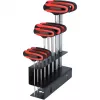 Sešstūra atslēgu komplekts ar T-veida rokturi KS Tools 158.8130 — 8 gab., īsā svira, kopējais svars 1,08 kg